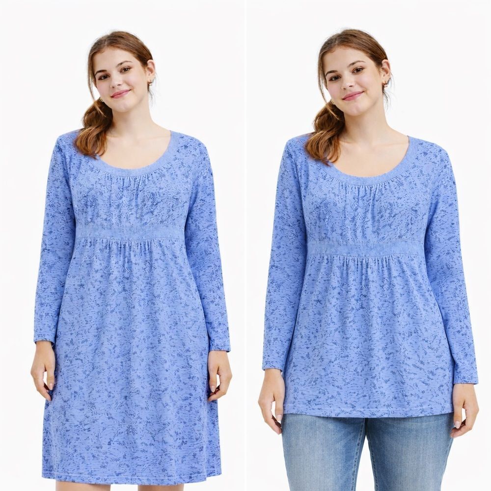 Aventura Dress and Top long sleeve lined dress AND Top burnout blue Large